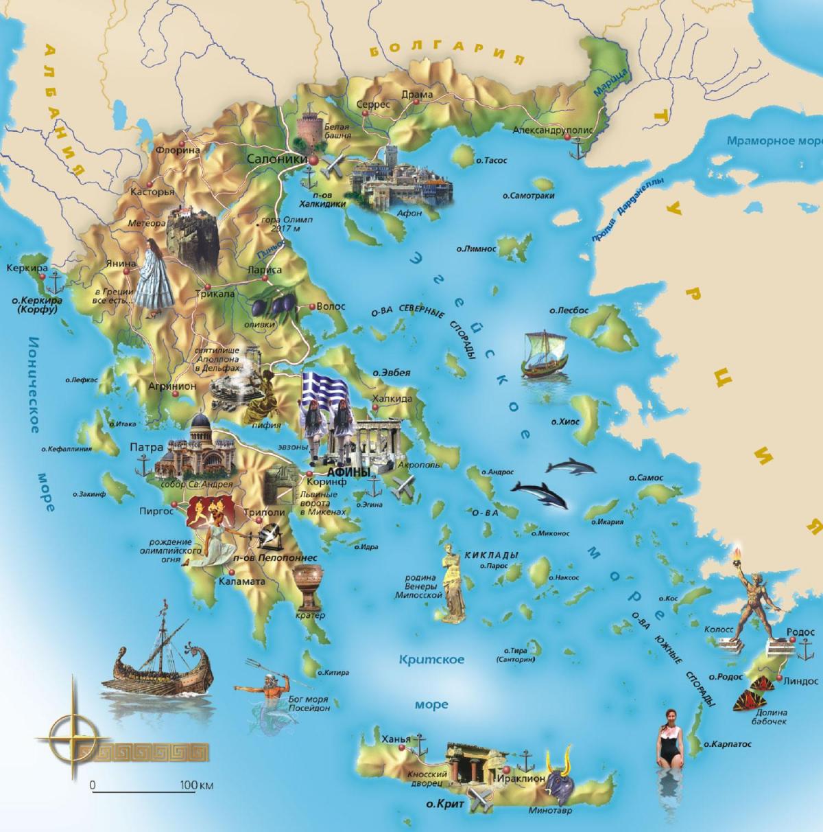 Griechenland Touristenattraktionen Karte