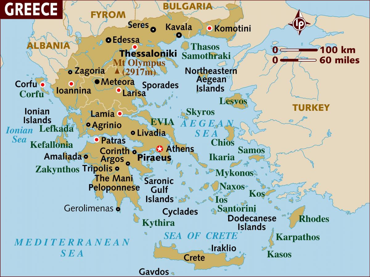 Griechenland auf einer Karte