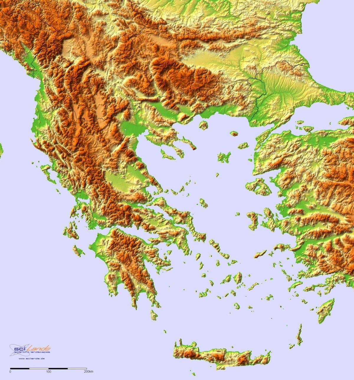 Griechenland Höhe Karte