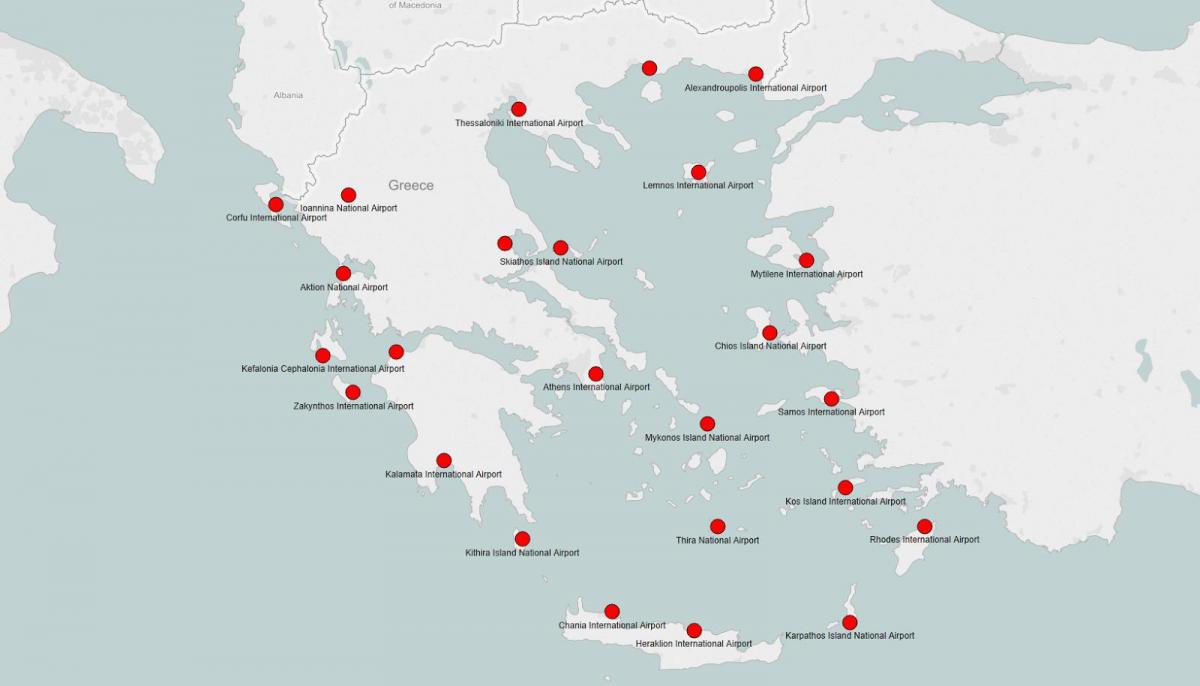 Karte der Flughäfen in Griechenland