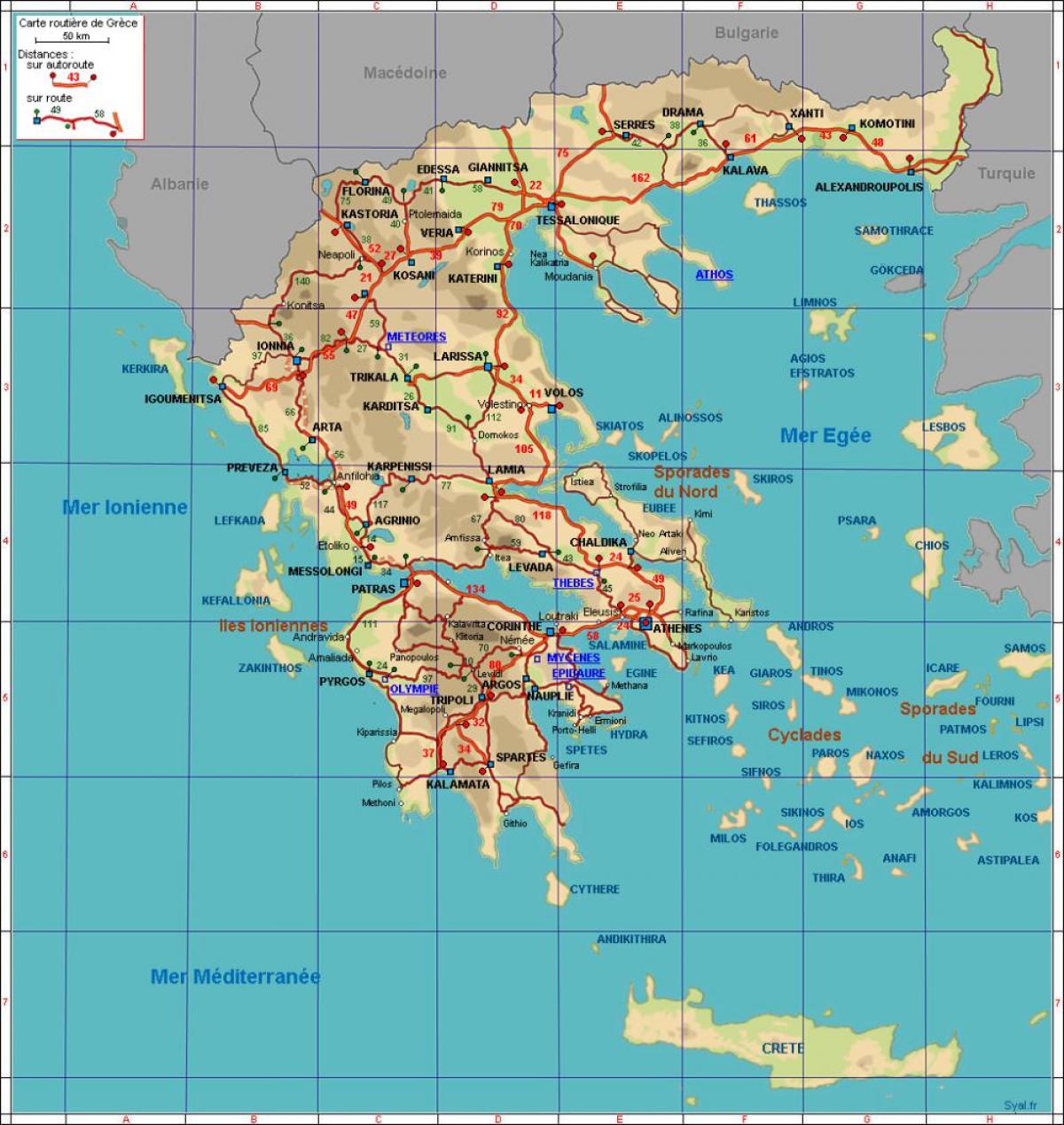 Autobahnkarte von Griechenland