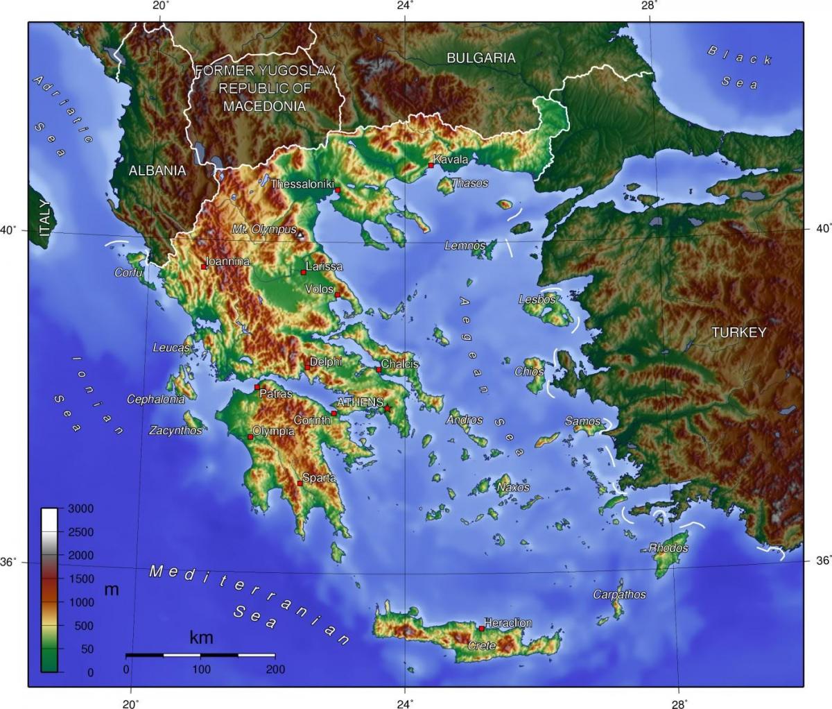 Griechenland Landformkarte