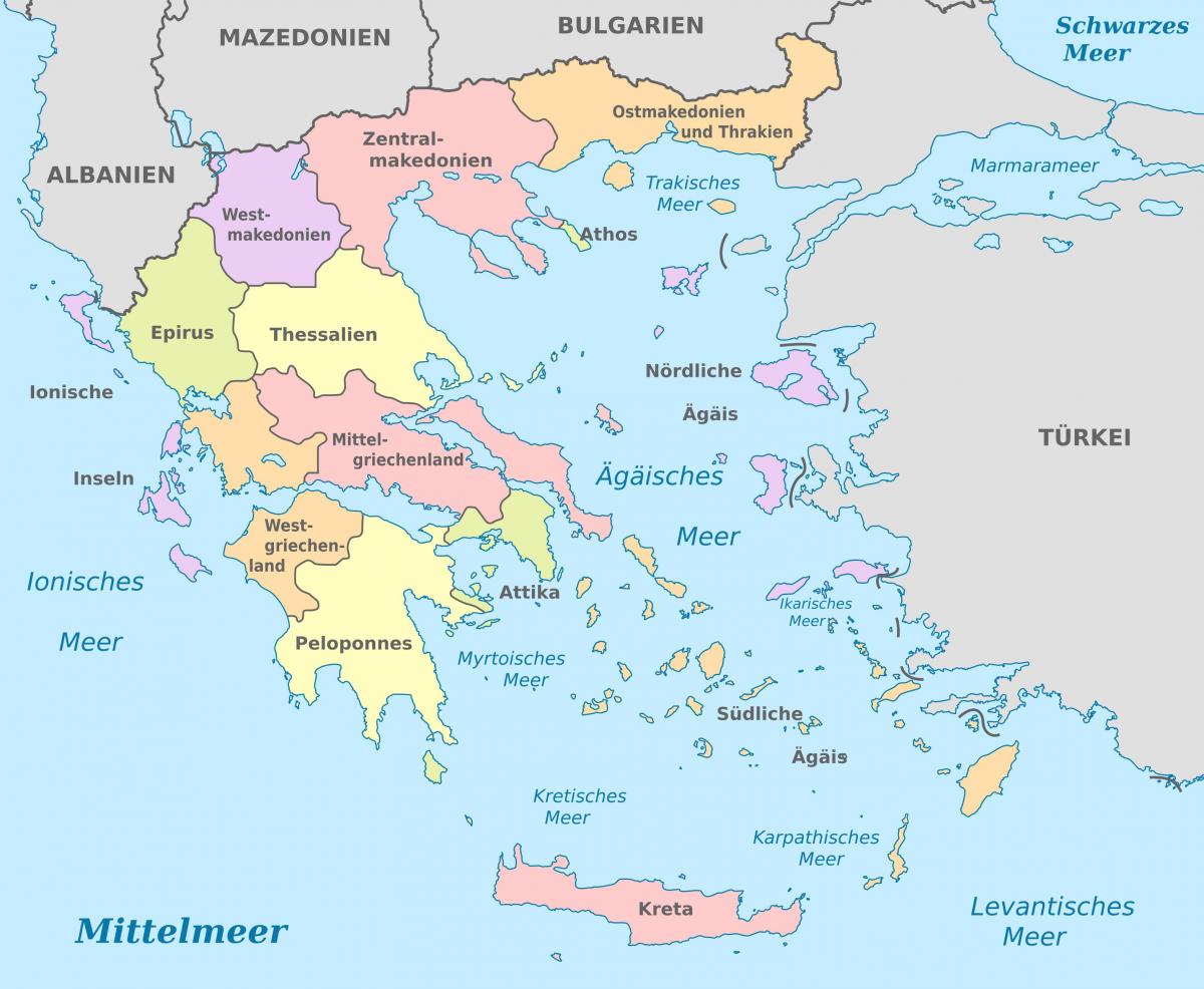 Griechenland Gebiete Karte