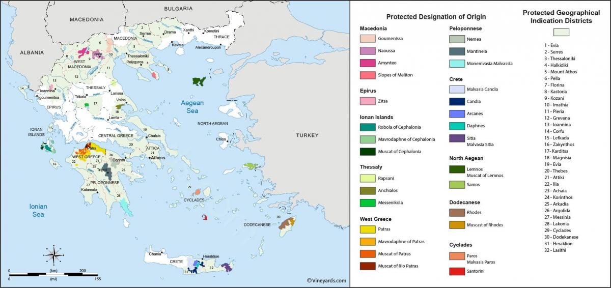 Griechenland Weinberge Karte